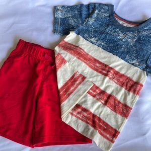 Osh Kosh kids red white and blue t shirt 5T with Red shorts to match